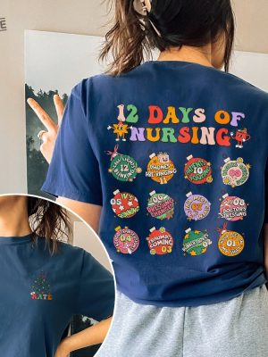 12 Days Of Nursing Hospital Christmas Sweatshirt Custom Christmas Nurse Crewneck Xmas Winter Nurse Crew Hoodie Personalized Nurse Gift Unique revetee 5