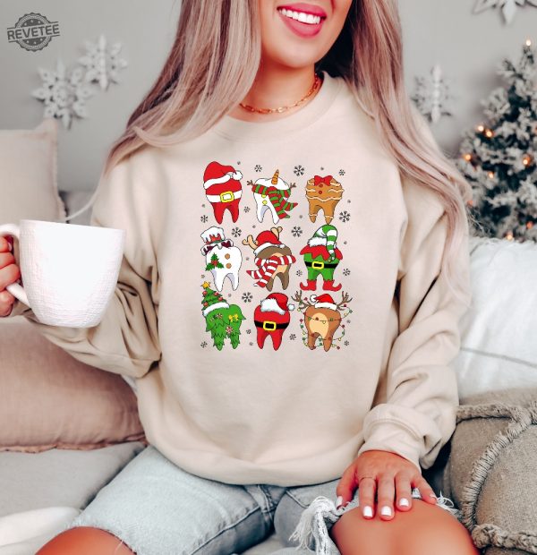 Funny Christmas Teeth Sweatshirt Christmas Dentist Shirt Christmas Gift For Dentist Xmas Pediatric Dentist Sweater Christmas Dental Squad Unique revetee 1