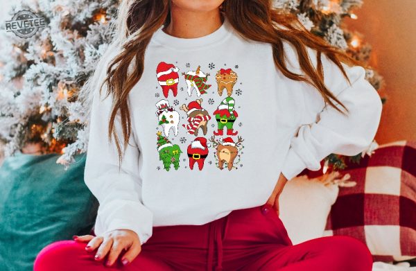 Funny Christmas Teeth Sweatshirt Christmas Dentist Shirt Christmas Gift For Dentist Xmas Pediatric Dentist Sweater Christmas Dental Squad Unique revetee 2