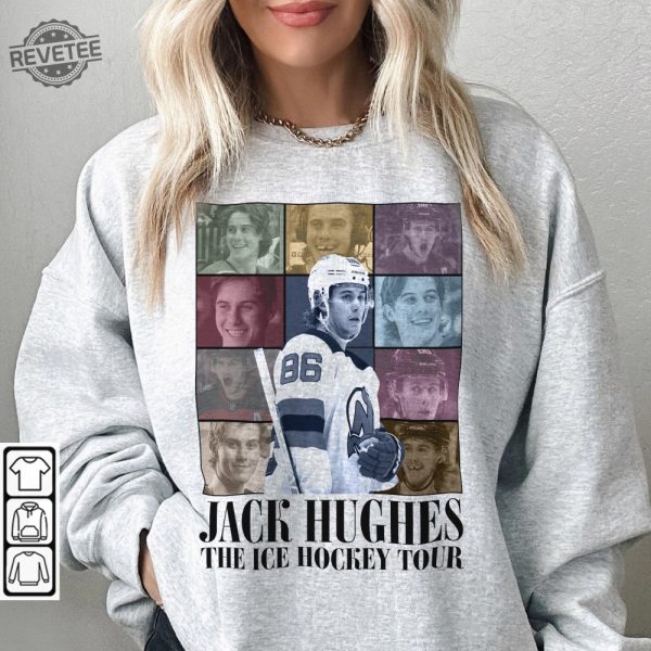 Jack Hughes New Jersey Ice Hockey Merch Shirt Vintage 90S Bootleg Devils Sweatshirts Hockey American Eras Tour Fan revetee 1