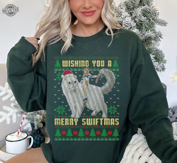 Taylor Swift Ugly Christmas Sweater Wishing You Have A Merry Swiftmas Sweatshirt Taylor Santa Hoodie Eras Tour Merch revetee 2