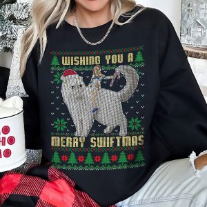 Taylor Swift Ugly Christmas Sweater Wishing You Have A Merry Swiftmas Sweatshirt Taylor Santa Hoodie Eras Tour Merch revetee 5