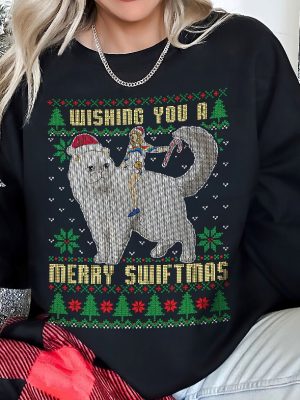 Taylor Swift Ugly Christmas Sweater Wishing You Have A Merry Swiftmas Sweatshirt Taylor Santa Hoodie Eras Tour Merch revetee 5