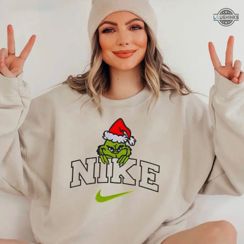 Grinch Sweater Hoodie Tshirt Mens Womens Kids Nike The Grinch Christmas University Shirts Whoville Shirt Nike Merry Grinchmas Crewneck Sweatshirt