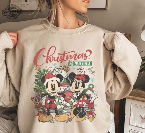 Vintage Disney Christmas On Main Street Sweatshirt Minnie Mickeys Very Merry Christmas Party 2023 Shirt Disney Family Unique revetee 3