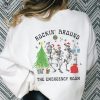 Christmas Er Nurse Sweatshirt Er Nurse Shirt Emergency Department Holiday Crewneck Emergency Nurse Rockin Around Skeleton Er Tech Shirt Unique revetee 3 1