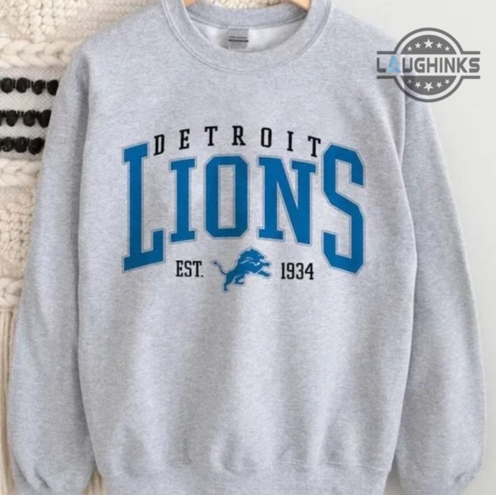 Detroit Lions Sweatshirt Tshirt Hoodie Mens Womens Kids Vintage Detroit Lions Apparel Nfl Football Crew Neck Sweater Game Day Shirts Gift For Fan