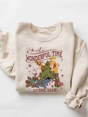 Winnie The Pooh Christmas Tree Sweatshirt The Most Wonderful Time Of The Year Winnie The Pooh Christmas Lights Sweatshirt Pooh Sweatshirt Unique revetee 2