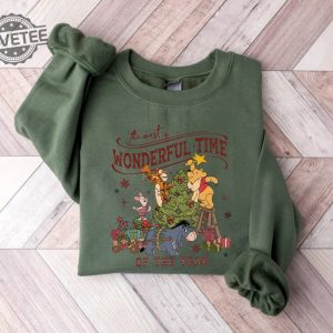 Winnie The Pooh Christmas Tree Sweatshirt The Most Wonderful Time Of The Year Winnie The Pooh Christmas Lights Sweatshirt Pooh Sweatshirt Unique revetee 3