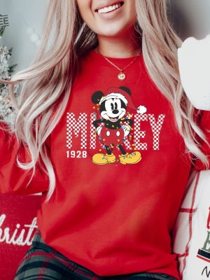 Retro Checkered Mickey Christmas Shirt Christmas Family Shirt Disney Christmas Shirt For Kids Youth Toddler Disneyland Sweatshirt Unique revetee 2