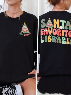 Santas Favorite Librarian Christmas Shirt Christmas Book Tree Shirt Book Lover Gift Bookworm Christmas Tee Reading Christmas Shirt Unique revetee 2