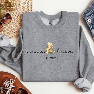 Custom Mama Bear Winnie The Pooh Sweatshirt Mama Est Shirt Christmas Gift For Mom Gift For New Mom Custom Mama Crewneck Pooh Bear Shirt Unique revetee 2