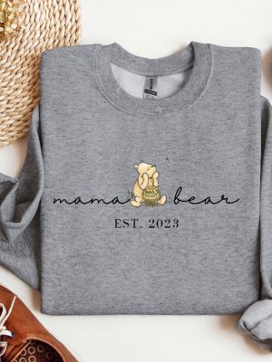 Custom Mama Bear Winnie The Pooh Sweatshirt Mama Est Shirt Christmas Gift For Mom Gift For New Mom Custom Mama Crewneck Pooh Bear Shirt Unique revetee 2