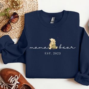 Custom Mama Bear Winnie The Pooh Sweatshirt Mama Est Shirt Christmas Gift For Mom Gift For New Mom Custom Mama Crewneck Pooh Bear Shirt Unique revetee 4