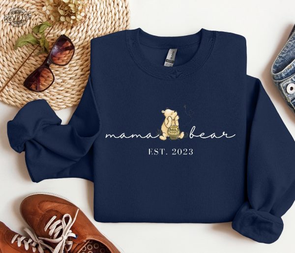 Custom Mama Bear Winnie The Pooh Sweatshirt Mama Est Shirt Christmas Gift For Mom Gift For New Mom Custom Mama Crewneck Pooh Bear Shirt Unique revetee 4