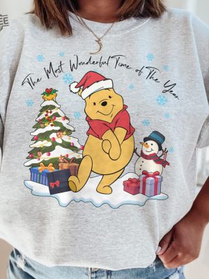 Retro Winnie The Pooh Christmas Sweatshirt The Most Wonderful Time Of The Year Winnie The Pooh Lights Sweatshirt Disney Pooh Sweatshirt Unique revetee 2