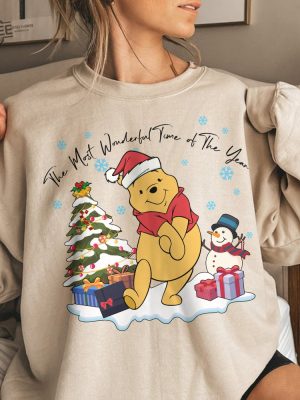 Retro Winnie The Pooh Christmas Sweatshirt The Most Wonderful Time Of The Year Winnie The Pooh Lights Sweatshirt Disney Pooh Sweatshirt Unique revetee 3