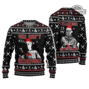 horror ugly christmas sweater all over printed michael myers artificial wool sweatshirt halloween costumes gift you cant kill the boogey man horror movie shirts laughinks 2