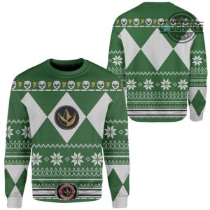 power rangers ugly christmas sweater all over printed mighty morphin mmpr cosplay artificial wool sweatshirt red green blue pink ranger yellow fighter rash guard laughinks 5