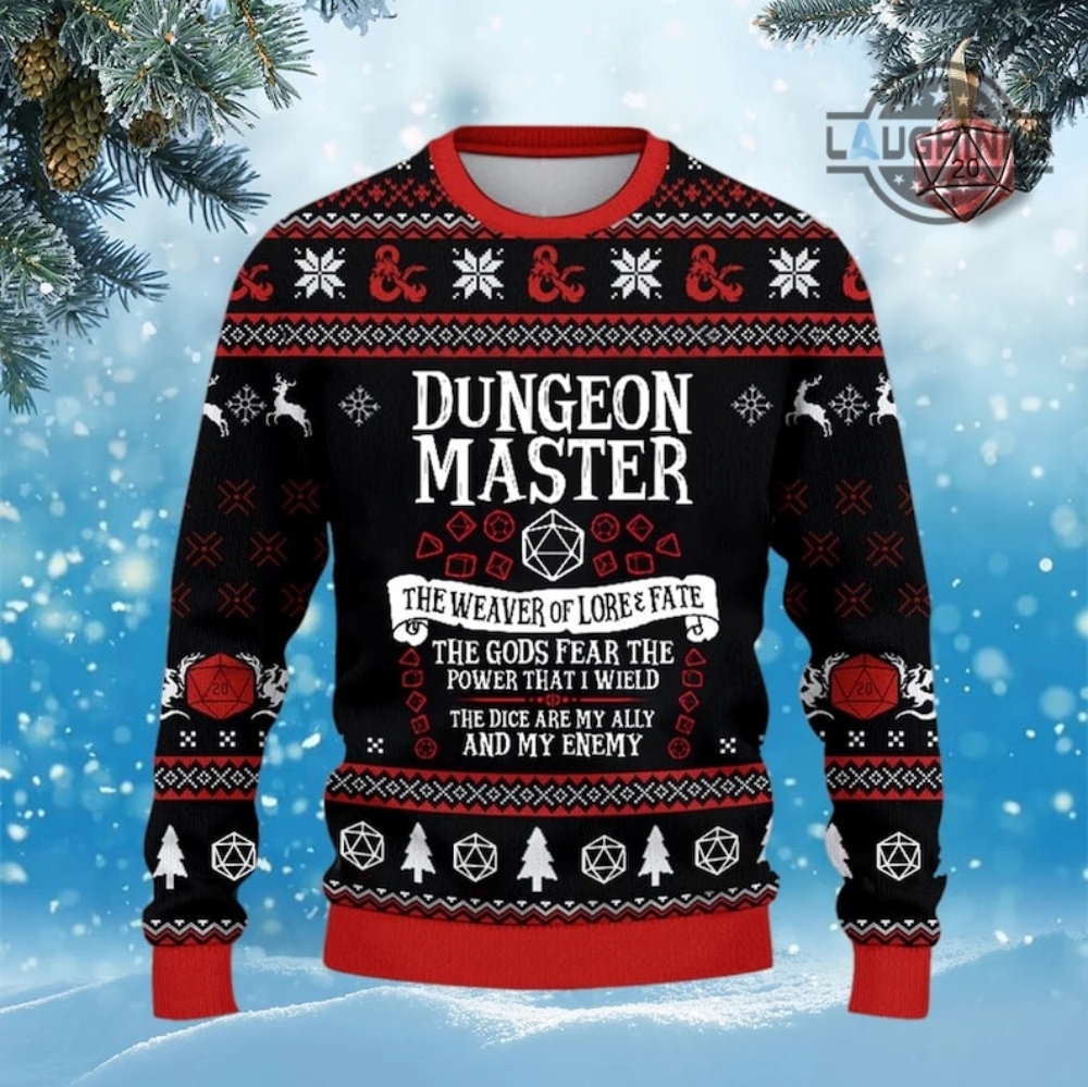 Dungeons And Dragons Ugly Christmas Sweater All Over Printed Game Dnd Artificial Wool Sweatshirt Dice 2023 Shirts Classes Dungeon Master Premium Outfit