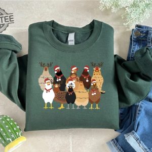 Christmas Chickens Sweatshirt Christmas Farm Sweatshirt Chicken Lover Xmas Gift Christmas Chickens Gift Farm Animal Sweatshirt For Women revetee 3