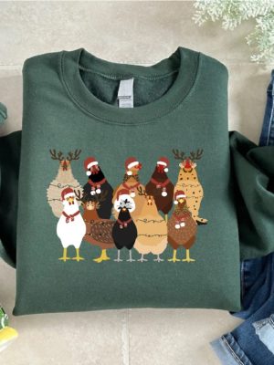 Christmas Chickens Sweatshirt Christmas Farm Sweatshirt Chicken Lover Xmas Gift Christmas Chickens Gift Farm Animal Sweatshirt For Women revetee 3