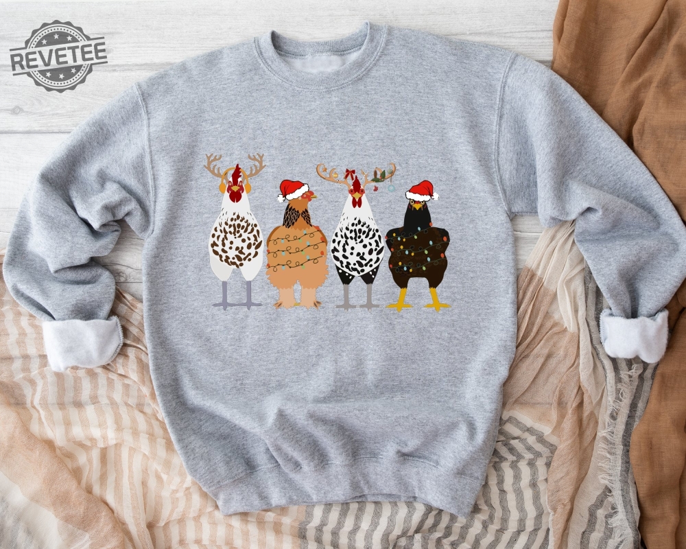 Christmas Chicken Sweatshirt Funny Christmas Hoodie Ugly Christmas Sweatshirt Chicken Lover Gift Christmas Sweatshirt Christmas Gift