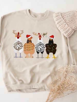 Christmas Chicken Sweatshirt Funny Christmas Hoodie Ugly Christmas Sweatshirt Chicken Lover Gift Christmas Sweatshirt Christmas Gift revetee 3