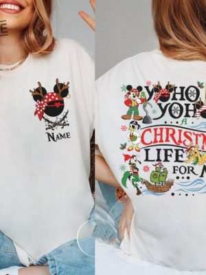 Two Sided Disney Pirates Christmas Shirt Personalized Mickey Minnie Pirates Of The Caribbean A Christmas Life For Me Disney Family Cruise revetee 2