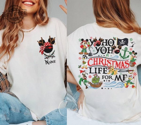 Two Sided Disney Pirates Christmas Shirt Personalized Mickey Minnie Pirates Of The Caribbean A Christmas Life For Me Disney Family Cruise revetee 2