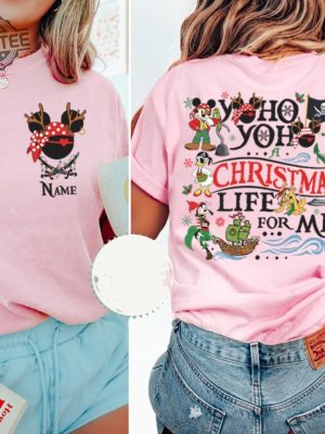 Two Sided Disney Pirates Christmas Shirt Personalized Mickey Minnie Pirates Of The Caribbean A Christmas Life For Me Disney Family Cruise revetee 3