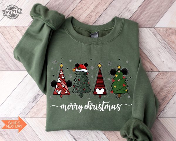 Disney Christmas Tree Sweatshirt Christmas Tree Mickey Minnie Christmas Tree Sweatshirt Santa Christmas Shirt Mickey Fan Gift Disney Gift revetee 1