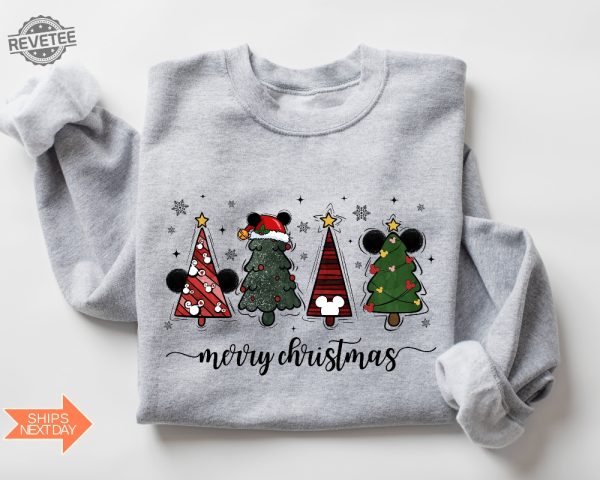 Disney Christmas Tree Sweatshirt Christmas Tree Mickey Minnie Christmas Tree Sweatshirt Santa Christmas Shirt Mickey Fan Gift Disney Gift revetee 2