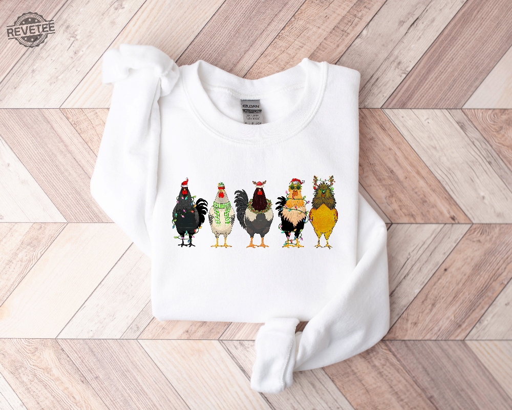 Christmas Chicken Sweatshirt Farm Animal Christmas Shirt Funny Chicken Lover Sweater Christmas Chicken Crewneck Christmas Lights