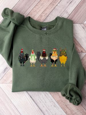 Christmas Chicken Sweatshirt Farm Animal Christmas Shirt Funny Chicken Lover Sweater Christmas Chicken Crewneck Christmas Lights revetee 2