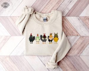 Christmas Chicken Sweatshirt Farm Animal Christmas Shirt Funny Chicken Lover Sweater Christmas Chicken Crewneck Christmas Lights revetee 3