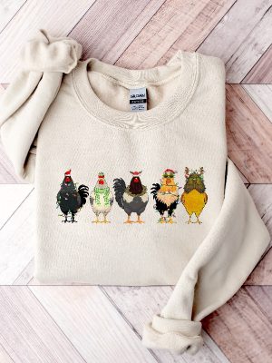 Christmas Chicken Sweatshirt Farm Animal Christmas Shirt Funny Chicken Lover Sweater Christmas Chicken Crewneck Christmas Lights revetee 3