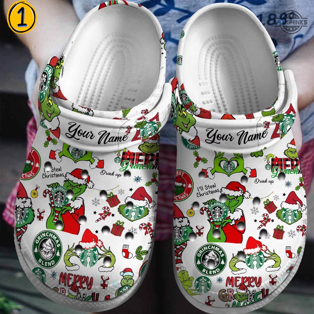 Grinch Crocs All Over Printed The Grinch Christmas Crocs Custom Name Green Crocs Slippers Clogs Xmas Gift For Men Women Merry Grinchmas