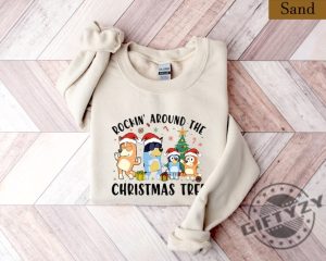 Bluey Christmas Hoodie Rockin Around The Christmas Tree Sweatshirt Bluey Christmas Tshirt Kids Christmas Shirt Toddler Christmas Shirt giftyzy 4