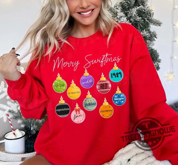 Merry Swiftmas Sweatshirt Cute Famous Christmas Ball Sweatshirt Eras Tour Merch Merry Swiftmas Hoodie Taylor Swift Movie Tour Eras trendingnowe.com 2