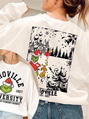 Christmas Whoville University Est 1957 Sweatshirt Retro Grinch Christmas Sweatshirt Merry Grinchmas Sweatshirt Christmas Sweatshirt revetee 2