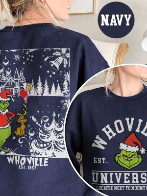 Christmas Whoville University Est 1957 Sweatshirt Retro Grinch Christmas Sweatshirt Merry Grinchmas Sweatshirt Christmas Sweatshirt revetee 5