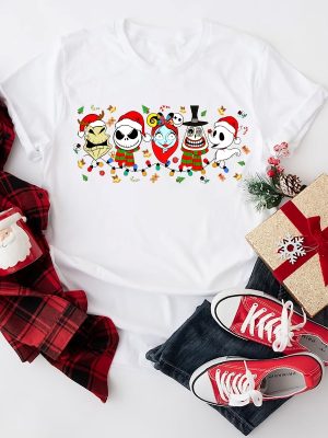 Disney The Nightmare Before Christmas Zero Shirt Zero Dog Xmas Shirt Ooogie Boogie Christmas T Shirt Jack Sally Christmas Party Shirt revetee 2