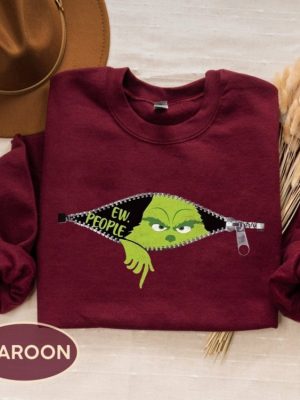 Ew People Whoville Sweatshirt Christmas The Grinch Shirt Christmas Green Goblin Grinchmas Hoodie Ew Grinch Face Xmas Gift For Christmas revetee 4