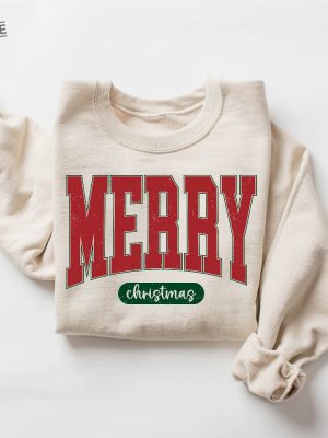 Retro Merry Christmas Sweatshirt Christmas Crewneck Sweater Christmas Shirt For Women Holiday Sweater Christmas Gift Christmas Shirt revetee 5