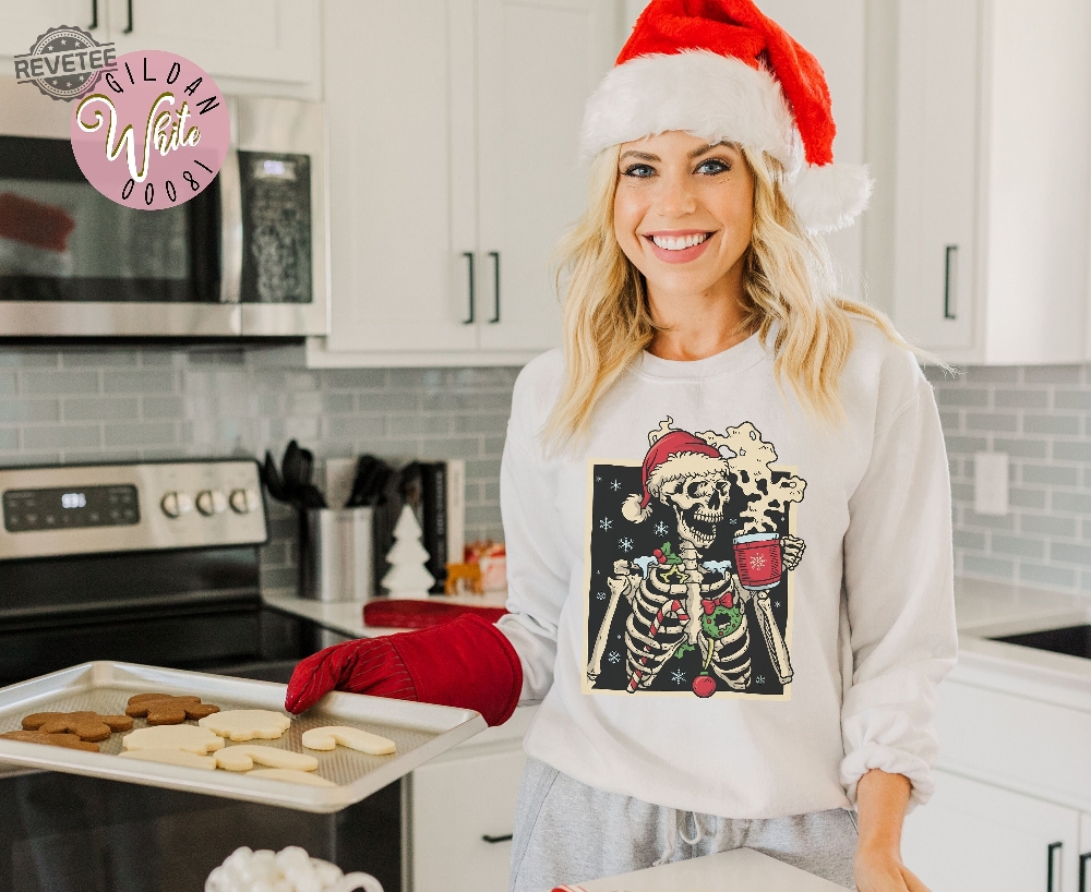 Dead Inside Skeleton Christmas Sweatshirt Coffee Lover Christmas Gift Fall Sweater Sarcastic Christmas Coffee Shirt Merry Christmas Shirt