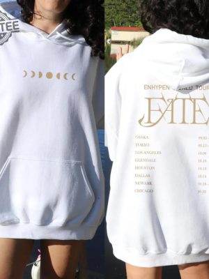 Enhypen Kpop Shirt World Tour Fate 2023 Tee Double Side Engene Hoodie Vintage Retro Merch Unisex Bootleg Sweatshirt Unique revetee 2