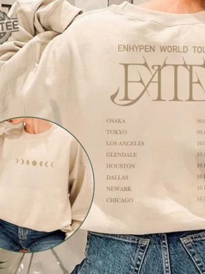 Enhypen Kpop Shirt World Tour Fate 2023 Tee Double Side Engene Hoodie Vintage Retro Merch Unisex Bootleg Sweatshirt Unique revetee 3