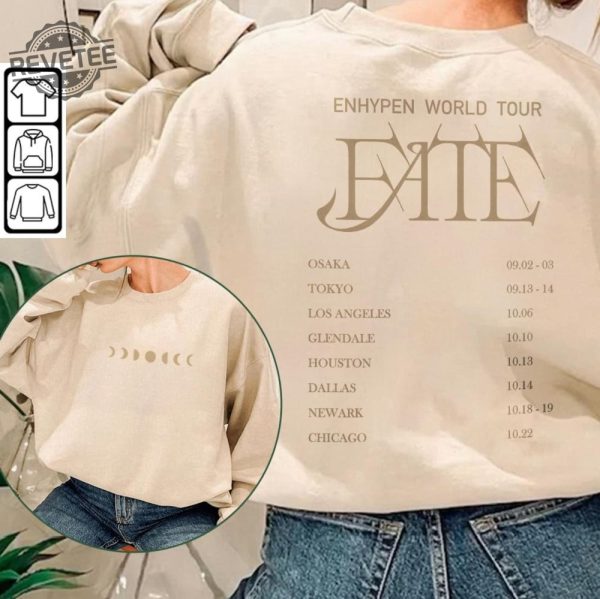 Enhypen Kpop Shirt World Tour Fate 2023 Tee Double Side Engene Hoodie Vintage Retro Merch Unisex Bootleg Sweatshirt Unique revetee 3