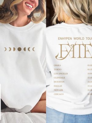 Enhypen Kpop Shirt World Tour Fate 2023 Tee Double Side Engene Hoodie Vintage Retro Merch Unisex Bootleg Sweatshirt Unique revetee 4